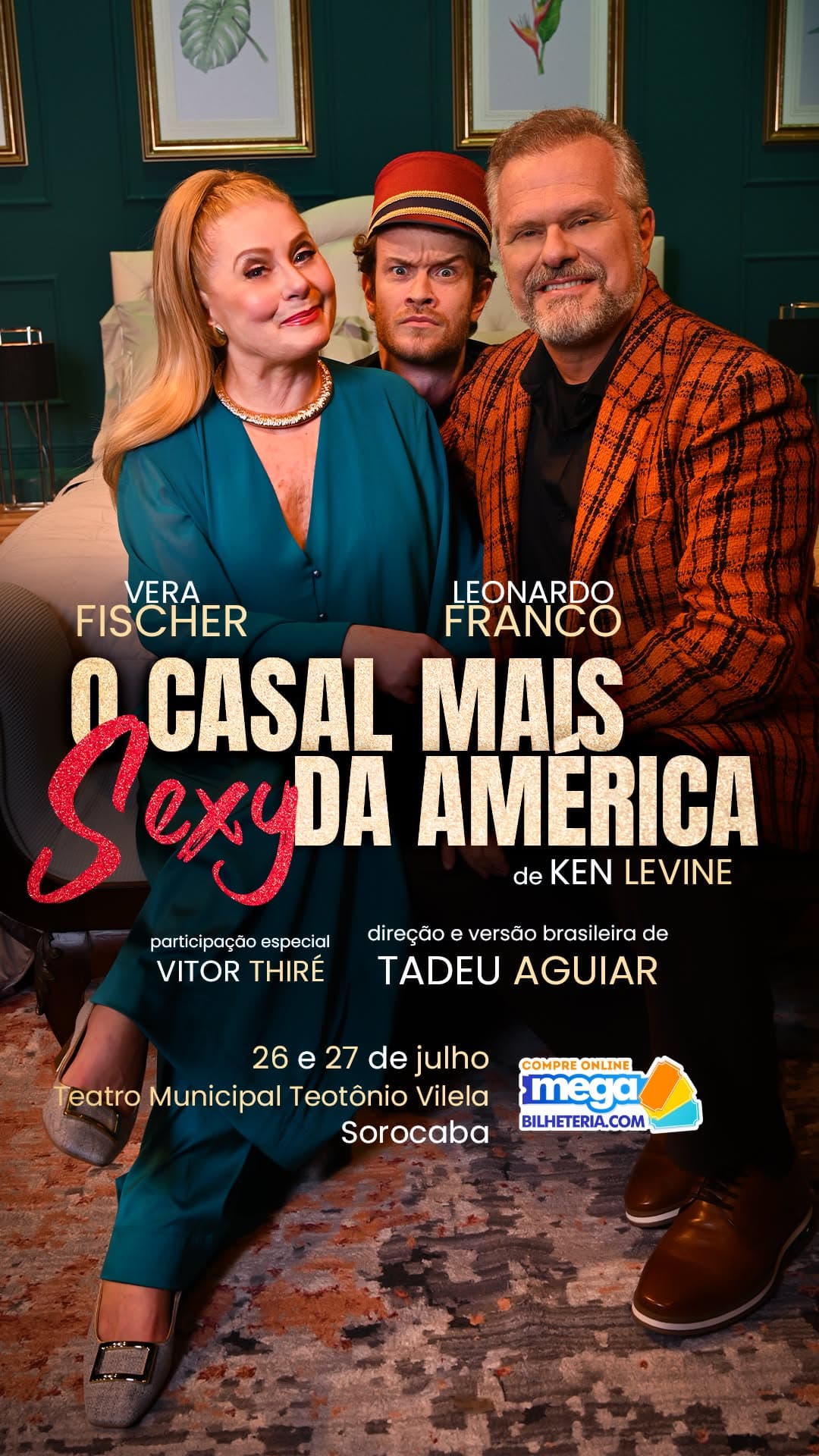 Post de Sorocaba, com o elenco e as datas na primeira linha.
